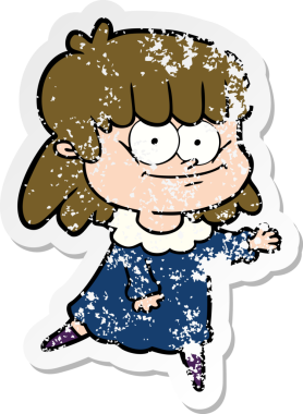 Bir insan tarafından çizilmiş gülümseyen bir karikatür çıkartması.