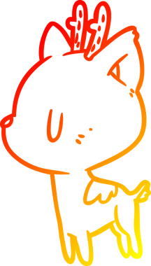 Bir insan tarafından çizilmiş sevimli bir geyiğin sıcak eğimli çizgisi.