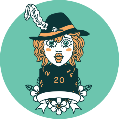 Bir insan tarafından çizilmiş 20 zarlı insan ozan karakteri simgesi