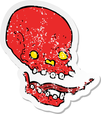 Bir insan tarafından çizilmiş ürkütücü bir karikatürün gerilimli yapıştırması.