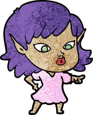 Bir insan tarafından çizilmiş güzel elf kızı.