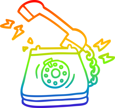 gökkuşağı gradyanı çizimi bir insan tarafından çizilmiş eski bir döner telefon