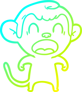 Bir insan tarafından çizilmiş bağıran çizgi film maymunu çizimi.