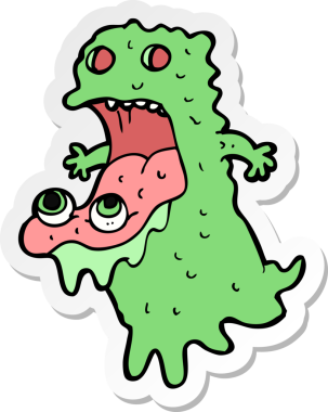 Bir insan tarafından çizilmiş iğrenç bir hayaletin çıkartması.