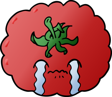 Bir insan tarafından çizilmiş ağlayan bir domates.