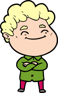 Bir insan tarafından çizilmiş çizgi film dostu bir adam.