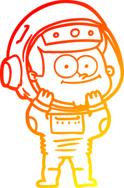 Bir insan tarafından çizilmiş mutlu bir astronot çizgi filminin sıcak gradyan çizimi