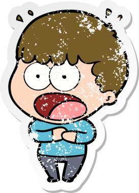 Bir insan tarafından çizilen şok olmuş bir adamın karikatür çıkartması.