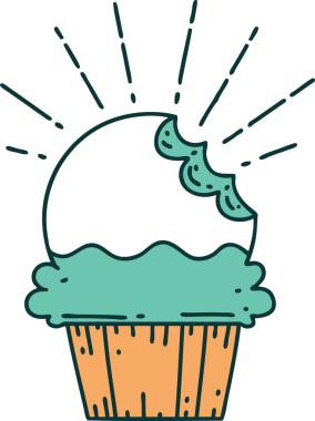 Bir insan tarafından çizilmiş, geleneksel dövme şeklindeki kekin resmi.