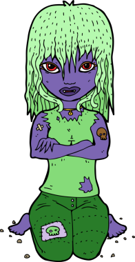 Bir insan tarafından çizilmiş vampir kız çizgi filmi.