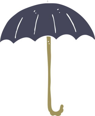 Bir insan tarafından çizilen şemsiyenin düz renk çizimi