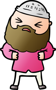 Bir insan tarafından çizilmiş sakallı bir çizgi film adamı.