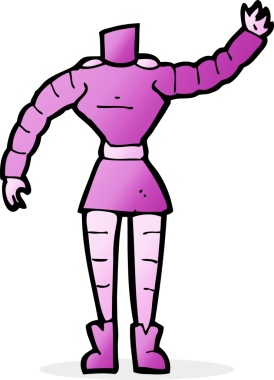 karikatür kadın robot vücudu (bir insan tarafından çizilen ve eşleştirilen karikatürler)