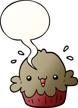 Bir insan tarafından çizilmiş yumuşak eğimli konuşma baloncuklu şirin çizgi film pastası.