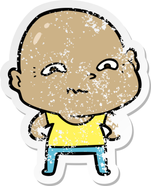 Bir insan tarafından çizilmiş ürkütücü bir çizgi filmin stresli çıkartması.