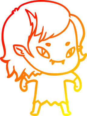 Bir insan tarafından çizilmiş, çizgi film karakteri, arkadaş canlısı vampir kız çizimi.