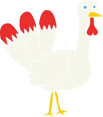 Bir insan tarafından çizilmiş hindinin düz renk çizimi