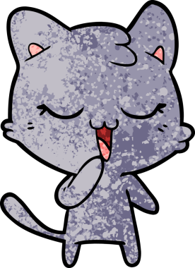 Bir insan tarafından çizilmiş mutlu çizgi film kedisi.