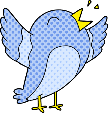 Bir insan tarafından çizilmiş çizgi film kuşu.