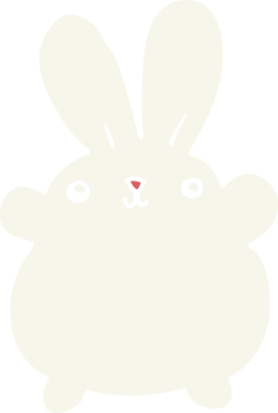 Bir insan tarafından çizilmiş düz renk çizgi film tavşanı.