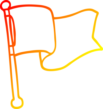 Bir insan tarafından çizilen beyaz bayrağın sıcak çizgi çizimi