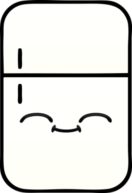 Bir insan tarafından çizilmiş bir buzdolabının gölgelenmiş karikatürü.