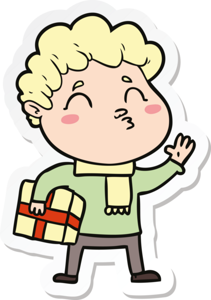 Bir insan tarafından çizilmiş karikatür adamın çıkartması.