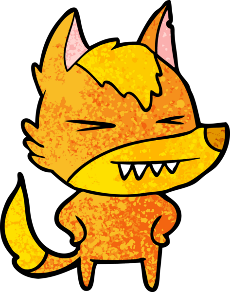 Bir insan tarafından çizilmiş tilki çizgi film karakteri