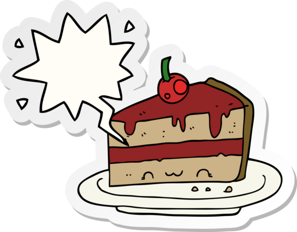 Bir insan tarafından çizilmiş baloncuk çıkartmalı çizgi film pastası.