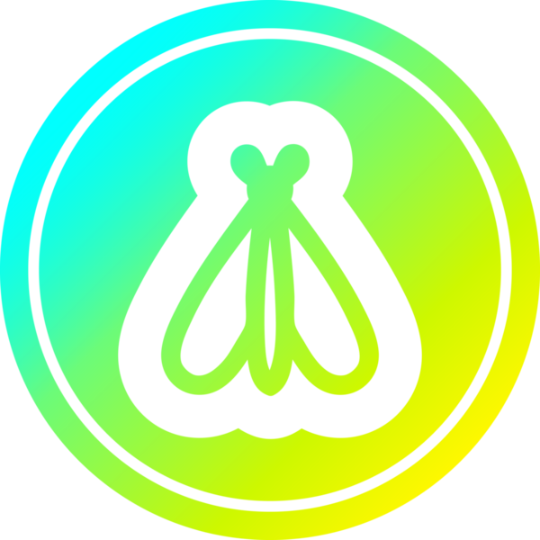 Uçan böcek dairesel simgesi ve bir insan tarafından çizilen havalı gradyan bitiş