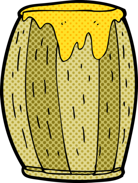 Bir insan tarafından çizilmiş çizgi film fıçısı.