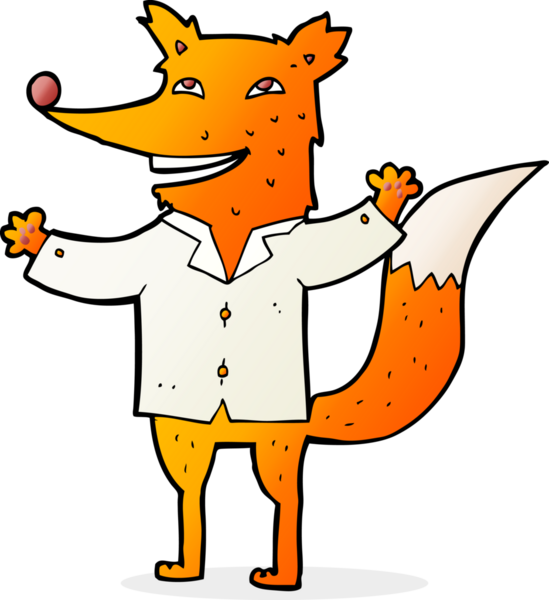 Bir insan tarafından çizilmiş mutlu tilki çizimi.