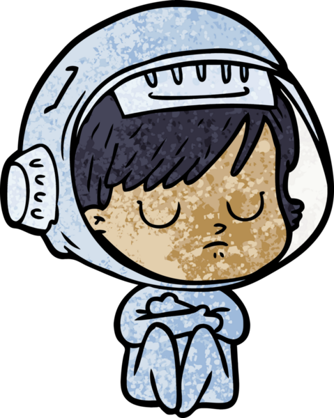 Bir insan tarafından çizilmiş astronot kadın.