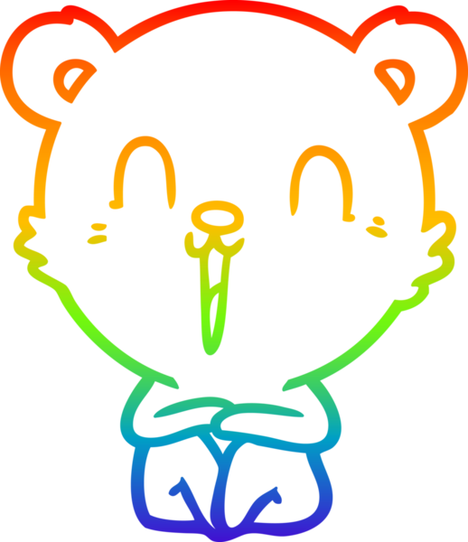 Bir insan tarafından çizilmiş mutlu bir kutup ayısının gökkuşağı gradyanı çizimi