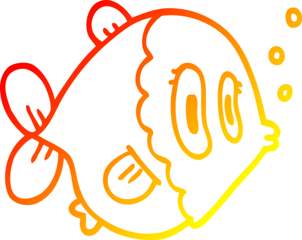 Bir insan tarafından çizilmiş karikatür balığının sıcak çizgi çizimi