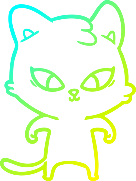 Bir insan tarafından çizilmiş bir çizgi film kedisinin soğuk gradyan çizgisi.