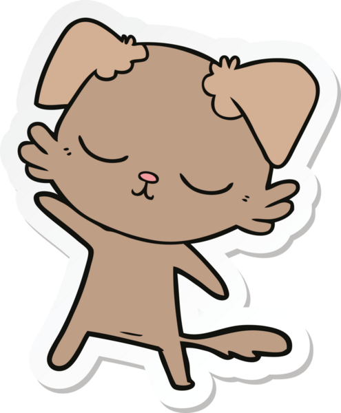 Bir insan tarafından çizilmiş şirin bir köpeğin çıkartması.