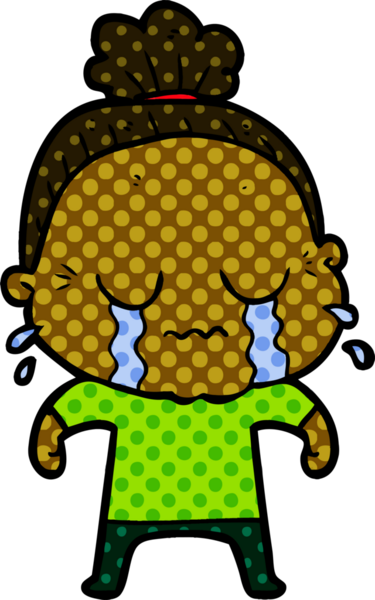 Bir insan tarafından çizilmiş ağlayan yaşlı kadın çizgi filmi.