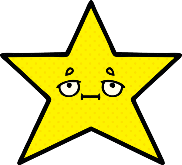 Bir insan tarafından çizilmiş bir altın yıldızın çizgi filmi.