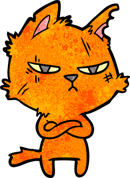 sert çizgi film kedisi bir insan tarafından çekilen kollar