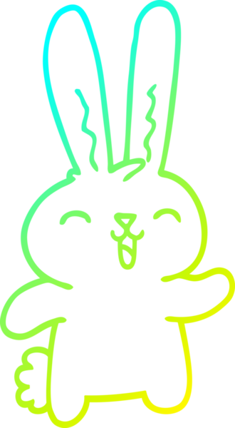 Bir insan tarafından çizilmiş mutlu tavşan çizgi çizimi.