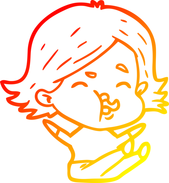 Bir insan tarafından çizilmiş bir çizgi film kızının sıcak çizgi çizimi.