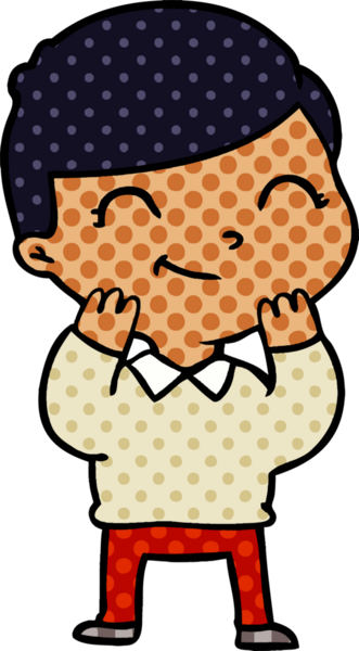 Bir insan tarafından çizilmiş gülümseyen çizgi film çocuğu.