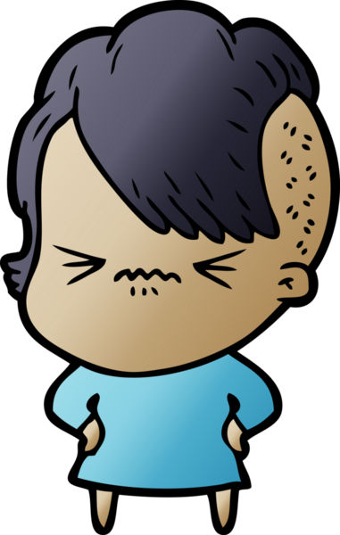 Çizgi film, bir insan tarafından çizilmiş sinirli hippi kız.