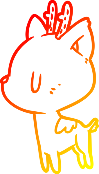 Bir insan tarafından çizilmiş sevimli bir geyiğin sıcak eğimli çizgisi.