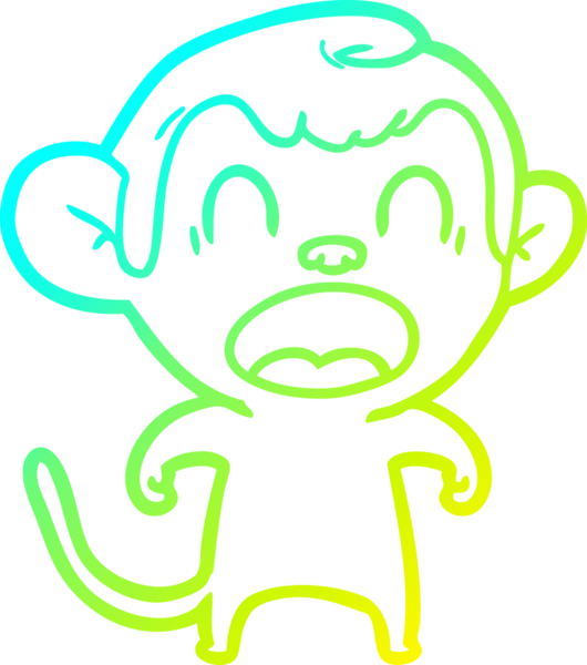 Bir insan tarafından çizilmiş bağıran çizgi film maymunu çizimi.