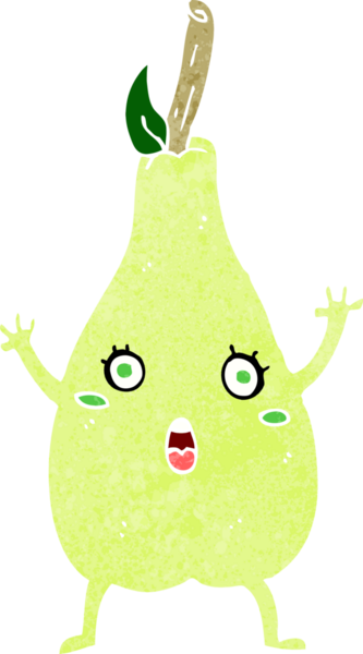 Bir insan tarafından çizilmiş korkmuş armut.