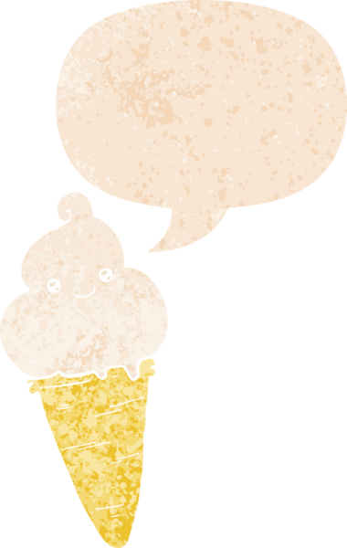 Bir insan tarafından çizilmiş grunge dertli retro tarzı konuşma baloncuklu çizgi film dondurması.