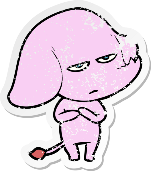 Bir insan tarafından çizilmiş kızgın bir fil çıkartması.