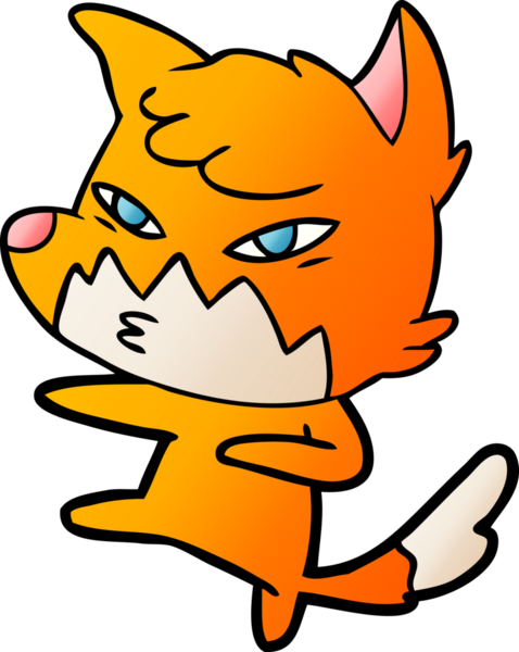 Bir insan tarafından çizilmiş akıllı çizgi film tilkisi.